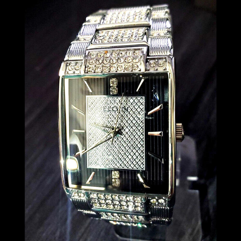 RARE Lord Elgin Gem Paved Tank Watch Plank Diamond‎ Dial - Picture 4 of 11
